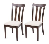 Juego de 2 sillas de comedor HWC-G46, silla de cocina, tela/textil de madera maciza, estructura oscura, beige