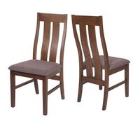 Juego de 2 sillas de comedor HWC-M58, silla de cocina, tela/textil de madera maciza, estructura oscura, color topo