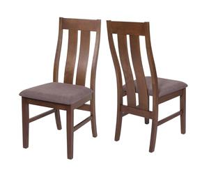 Juego de 2 sillas de comedor HWC-M58, silla de cocina, tela/textil de madera maciza, estructura oscura, color topo