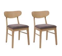 Juego de 2 sillas de comedor HWC-M59, silla de cocina, tela/textil de madera maciza, estructura clara, color topo