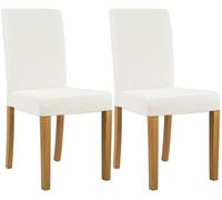 CLP Juego de 2 sillas de Comedor tapizadas Ina, Silla de Cocina con Funda de Pana, Estructura de Madera Estable, Color:Crema, Color del Marco:Envejecido Claro