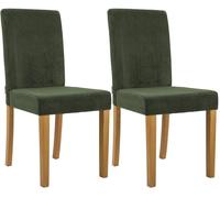 CLP Juego de 2 sillas de Comedor tapizadas Ina, Silla de Cocina con Funda de Pana, Estructura de Madera Estable, Color:Verde Claro, Color del Marco:Envejecido Claro