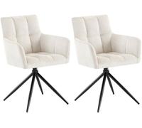 CLP Juego de 2 sillas de Comedor, Sillón Jonah Giratorio con Brazos, Silla Moderna para salón, soporta hasta 150 kg, Color:Crema