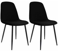 CLP Juego de 2 sillas de Comedor Acolchadas Maryam, Silla de Cocina con Respaldo y Estructura de Metal Negro, soporta hasta 150 kg, Color:Negro, Material:Tela