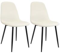CLP Juego de 2 sillas de Comedor Acolchadas Maryam, Silla de Cocina con Respaldo y Estructura de Metal Negro, soporta hasta 150 kg, Color:Crema, Material:Terciopelo