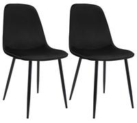 CLP Juego de 2 sillas de Comedor Acolchadas Maryam, Silla de Cocina con Respaldo y Estructura de Metal Negro, soporta hasta 150 kg, Color:Negro, Material:Terciopelo