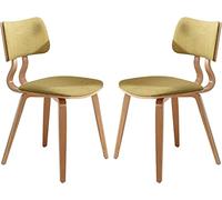 Juego de 2 sillas de comedor modernas con cojín de tela y marco de madera, sillas cómodas y multifuncionales para café, leche, té y negociaciones, altura del asiento 46 cm