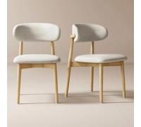 Juego de 2 sillas de comedor modernas de madera maciza, respaldo curvado, asiento tapizado, patas antideslizantes ajustables, ideal para cocinas, salas de estar, oficinas