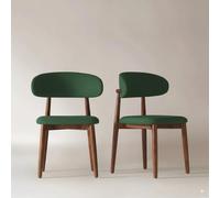 Juego de 2 sillas de comedor modernas de madera maciza, respaldo curvado, asiento tapizado, patas antideslizantes ajustables, ideal para cocinas, salas de estar, oficinas