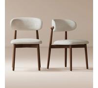 Juego de 2 sillas de comedor modernas de madera maciza, respaldo curvado, asiento tapizado, patas antideslizantes ajustables, ideal para cocinas, salas de estar, oficinas