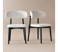 Juego de 2 sillas de comedor modernas de madera maciza, respaldo curvado, asiento tapizado, patas antideslizantes ajustables, ideal para cocinas, salas de estar, oficinas