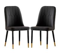 Juego de 2 sillas de Comedor, Silla Lateral con Respaldo Alto, sillón tapizado en Cuero de PU de Alta Gama con Patas de Metal, Silla sin Brazos para Cocina, Restaurante y Sala de Estar, dor