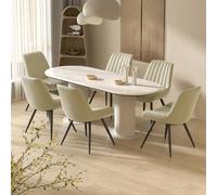 Juego de 2 sillas de comedor tapizadas con cojín de 10 cm de grosor, sillas de cocina de tela moderna con respaldo, elegantes sillones de comedor con patas