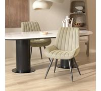 Juego de 2 sillas de comedor tapizadas con cojines de 10 cm de grosor, sillas de cocina de tela moderna con respaldo, elegantes y cómodos asientos de comedor con patas