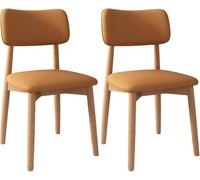 Juego de 2 sillas de comedor tapizadas con patas de madera para sala de estar y restaurante