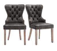 Juego de 2 Sillas de Comedor Tapizadas con Tachuelas Decorativas, 53,5x64x95 cm, Gris Aosom. España