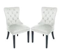 Juego de 2 sillas de comedor tapizadas de terciopelo con respaldo de cabeza de clavo, sillas de salón de madera maciza para cocina, dormitorio, sala de estar, asientos elegantes y cómodos para tu