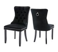Juego de 2 sillas de comedor tapizadas de terciopelo con respaldo de cabeza de clavo, sillas de salón de madera maciza para cocina, dormitorio, sala de estar, muebles elegantes y cómodos para tu hogar