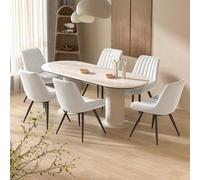 Juego de 2 sillas de comedor tapizadas modernas con cojines de 10 cm de grosor, cómodas sillas de cocina con respaldo, elegantes sillones de comedor de tela con patas