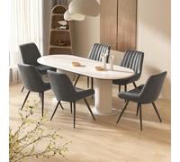 Juego de 2 sillas de comedor tapizadas modernas con cojines de 10 cm de grosor, elegantes sillas de cocina de tela con respaldo, cómodos sillones de comedor con patas