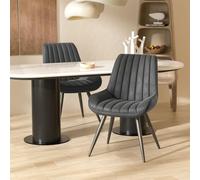 Juego de 2 sillas de comedor tapizadas modernas con cojines de 10 cm de grosor, sillas de cocina de tela con respaldo, elegantes sillones de comedor con patas resistentes