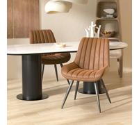 Juego de 2 sillas de comedor tapizadas modernas con cojines de asiento de 10 cm de grosor, elegantes sillas de cocina de tela con respaldo, cómodos sillones de comedor con patas