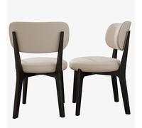 Juego de 2 sillas de comedor tapizadas modernas con patas de madera negra, muebles de cocina y sala de estar con respaldo, asientos elegantes y cómodos para decoración del hogar