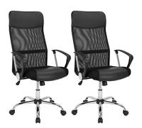 Juego de 2 sillas de oficina negras giratorias ruedas