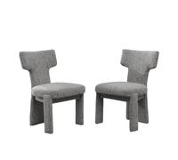 Juego de 2 sillas de oficina y sillones tapizados, con funda de chenilla y estructura de madera maciza de madera de caucho, silla de muelles con respaldo flotante, sillón sin reposabrazos para comedor