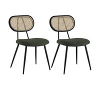 Juego de 2 sillas elena de caña y bucle verde caqui