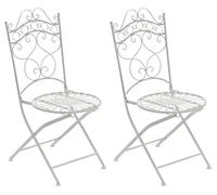 Juego de 2 sillas para jardín indra plegables metal blanco antiguo 50x40x92 cm