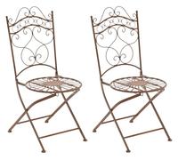 Juego de 2 sillas para jardín indra plegables metal marrón antiguo 50x40x92 cm