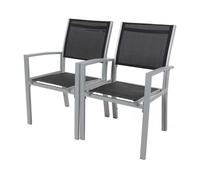 Juego de 2 sillas para jardín- textileno "tropic" - phoenix - negro