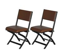 Juego de 2 sillas plegables acolchadas, color negro y marrón, sillas cómodas y portátiles para fiesta/oficina, asiento plegable para mesa de tarjetas, diseño ligero que ahorra espacio