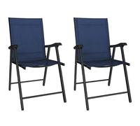 Juego de 2 sillas plegables de jardín Outsunny, sillas plegables de comedor de jardín con respaldo alto y reposabrazos, juego de sillas plegables para exterior de Texteline transpirable con