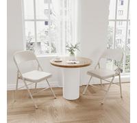 Juego de 2 sillas plegables de metal, diseño apilable para uso en interiores y exteriores, construcción de acero duradero, comodidad que ahorra espacio