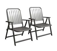 Juego de 2 sillas plegables de patio con reposabrazos, cómodas sillas de camping para exteriores, césped, jardín, balcón, patio, asiento plegable negro duradero