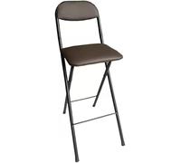 Juego de 2 sillas plegables portátiles con respaldo y base acolchada, para camping, cocina, sala de juegos - Collapsible High Seating, Brown, 27,5 pulgadas de altura