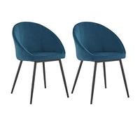 Juego de 2 sillas vintage Diane de terciopelo azul, patas de metal