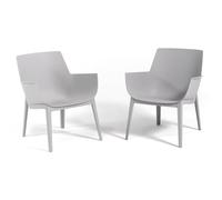 Juego de 2 sillones de exterior de resina con fibra de vidrio Betty (gris claro, 2)