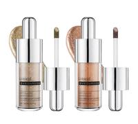 Juego de 2 sombras de ojos con purpurina, sombras de ojos doradas con efecto brillante, fáciles de aplicar, de larga duración, color construible para el día a día, noche y maquillaje de fiesta