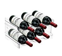 Juego de 2 soportes apilables para botellas de vino: estante de vino de plástico con capacidad para hasta 6 botellas, perfecto para refrigerador, armario, sala de estar, cocina, organizador de