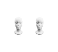 Juego de 2 soportes de cabeza de maniquí, modelo y exhibición de pelo para sombreros de salón, color blanco