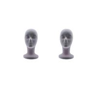 Juego de 2 soportes de cabeza de maniquí, modelo y exhibición de pelo para sombreros de salón, color gris, gris