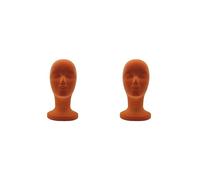 Juego de 2 soportes de cabeza de maniquí, modelo y exhibición de pelo para sombreros, sombreros de salón, color naranja