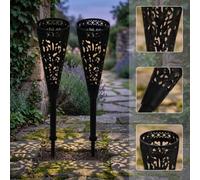 Juego de 2 soportes de flores conmemorativas negras con forma de cono | Juego de 2 piezas, formas cónicas y cuadradas, elegante acabado negro, se adapta a varios ramos, homenaje al jardín