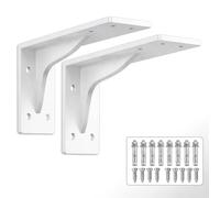 Juego de 2 Soportes de Pared Blanco de Alta Resistencia Con Tornillos Incluido, Soportes Metálicos de Estante en Forma L 90° para Estantes Flotantes, Encimeras y TV (BLANCO, 29CM)