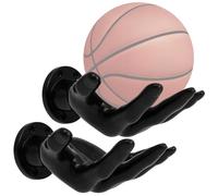 Juego de 2 soportes de pared para balas, 15 x 21,5 cm, ultra seguro y estable, con 4 tornillos y 4 clavos, soporte de pared creativo para pelota de baloncesto, fútbol, voleibol