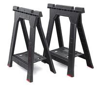 Juego de 2 soportes de plástico con estante, carga de hasta 350 kg, caballete plegable, caballete de caballete