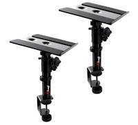 Juego de 2 soportes para altavoces de escritorio, bandeja de metal de 17 x 20 cm, ángulo de inclinación ajustable de -10° a +10°, ideal para altavoces de monitor de 3 a 4 pulgadas, altavoz de